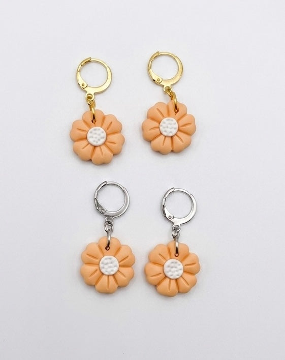 Pastel Orange Flower Earrings