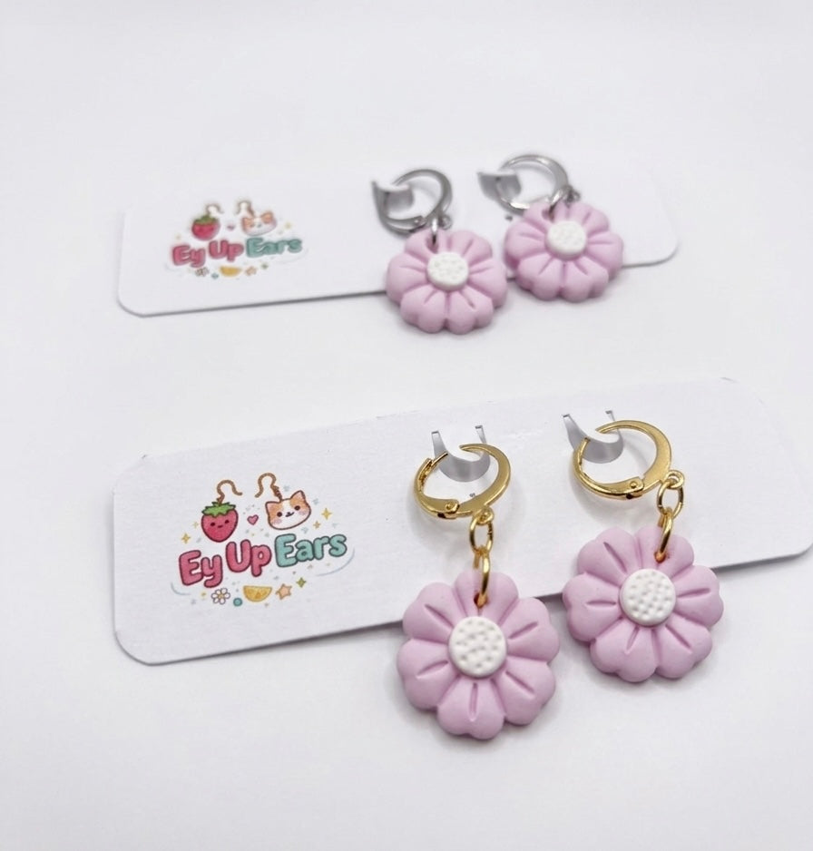 Pastel Pink Flower Earrings