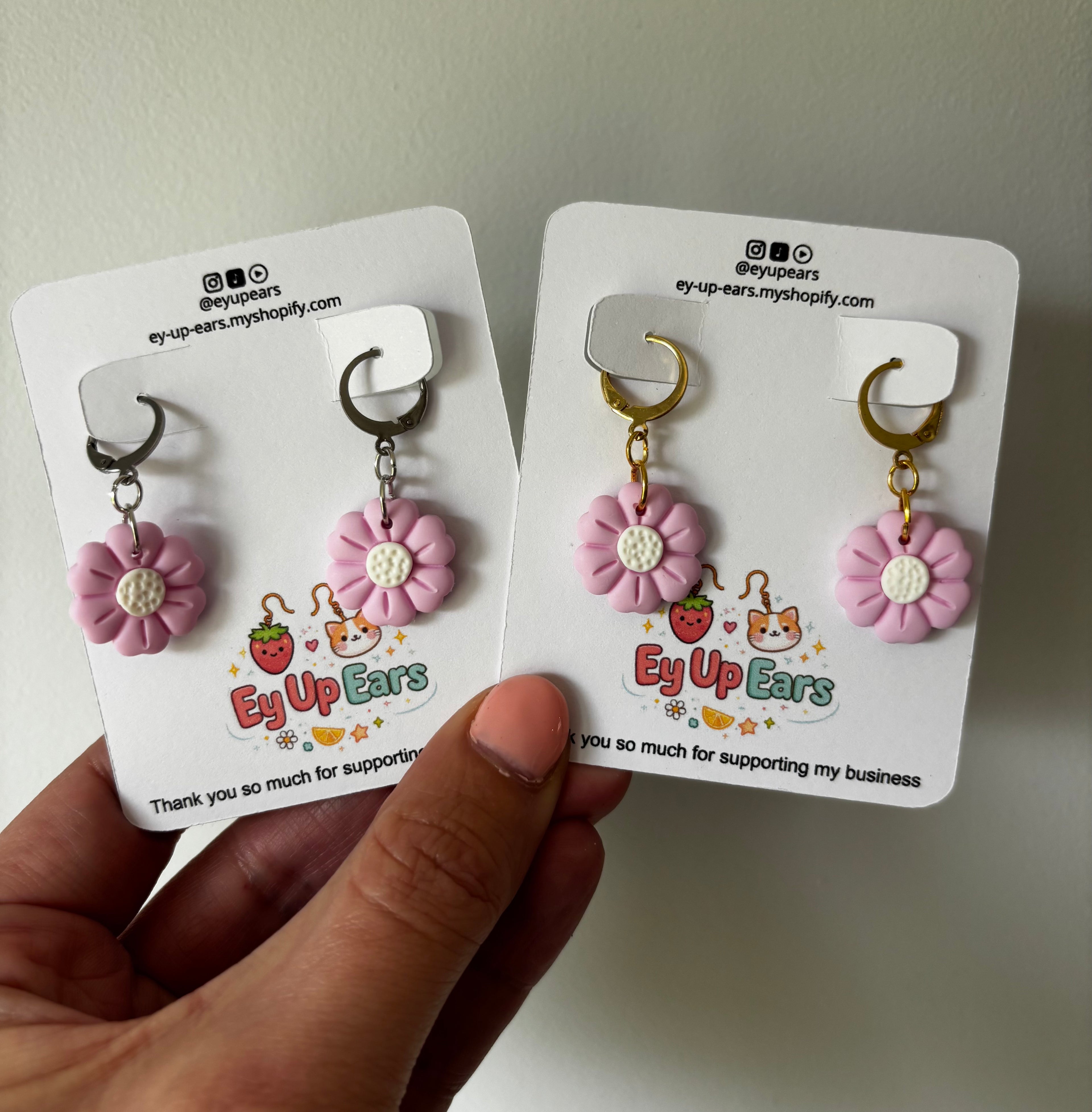 Pastel Pink Flower Earrings