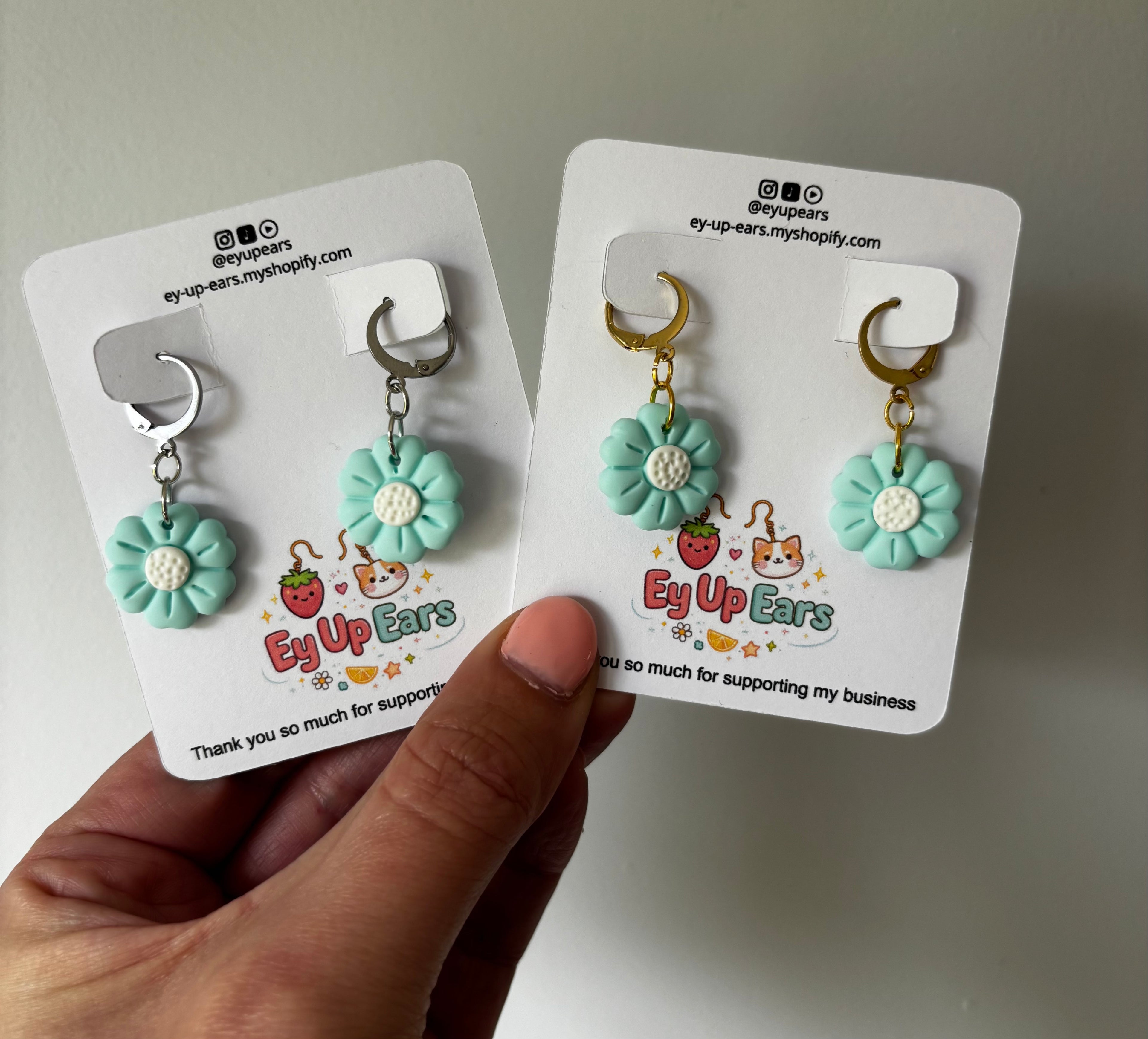 Pastel Green Mint Flower Earrings