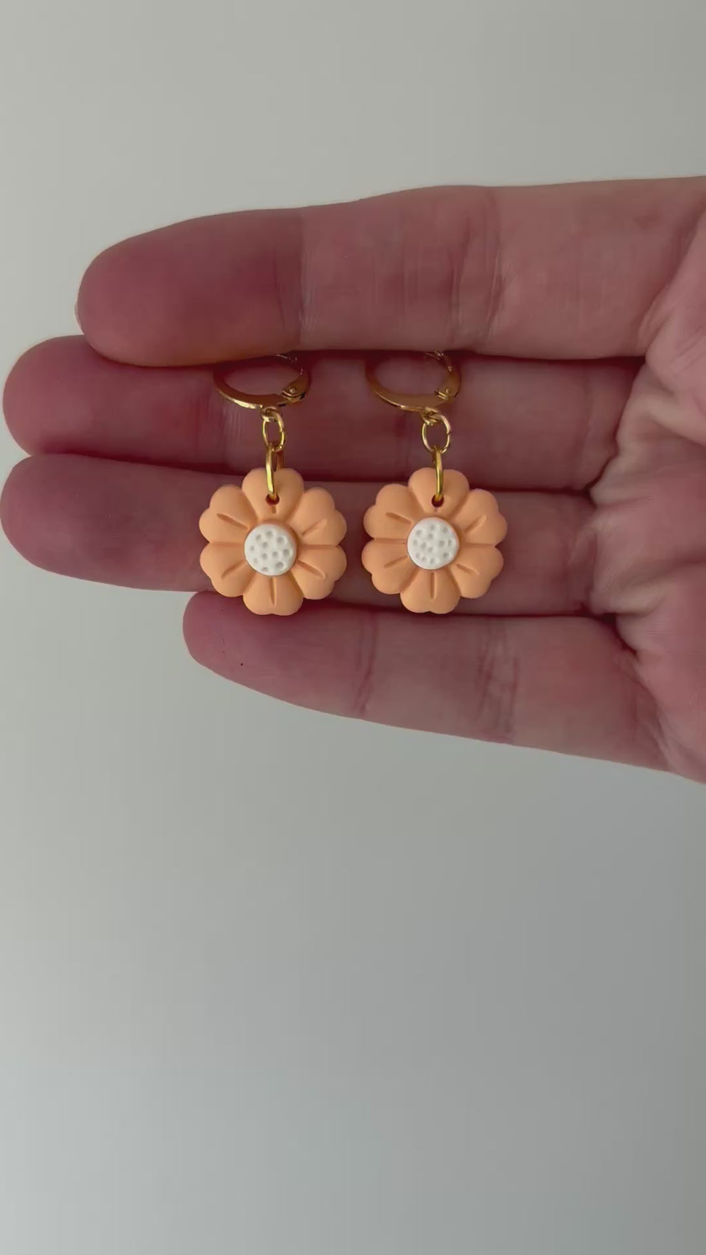 Pastel Orange Flower Earrings