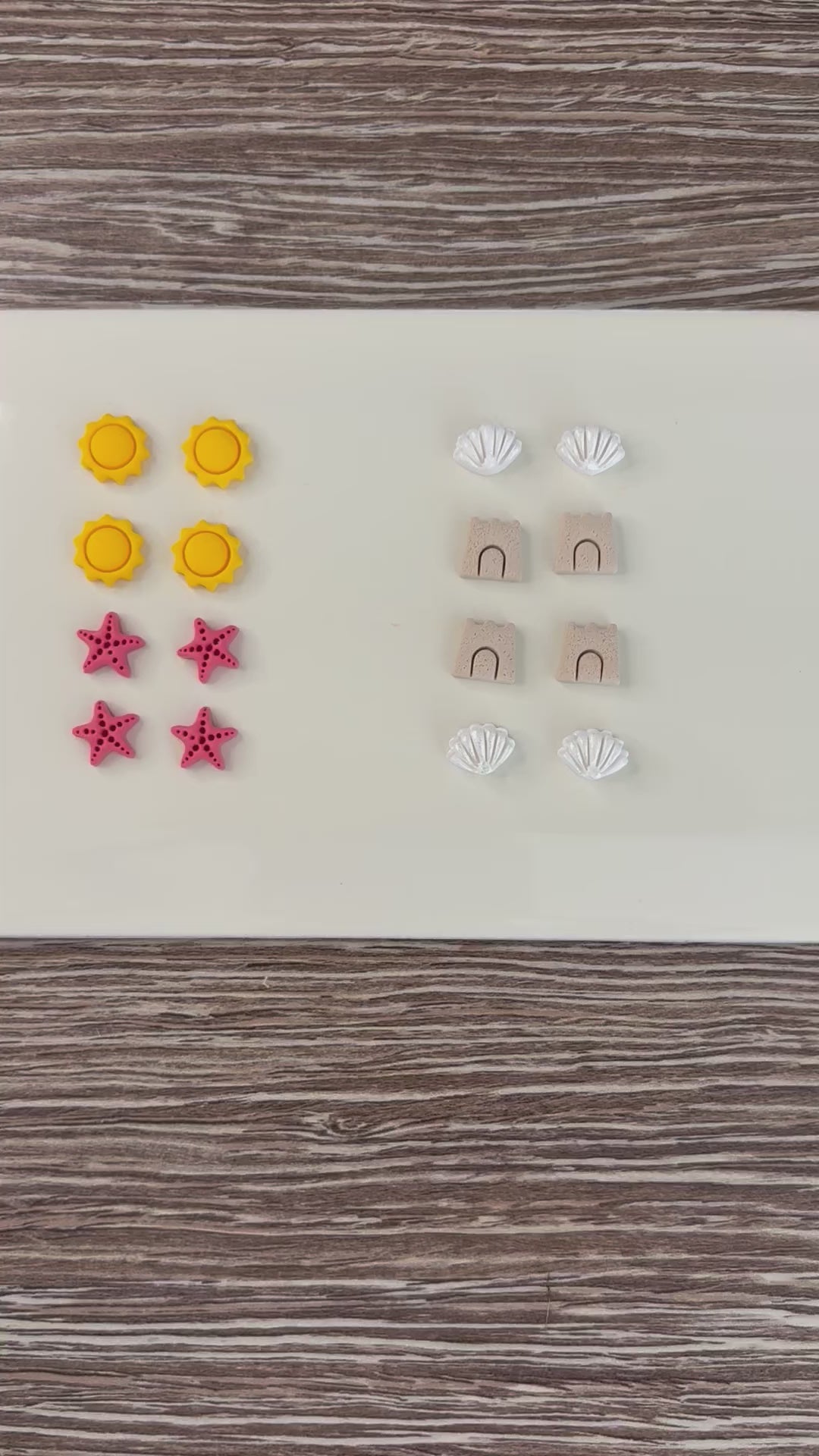 Seaside earrings studs - beach inspired stud earrings - seashell - starfish - sandcastle - sun
